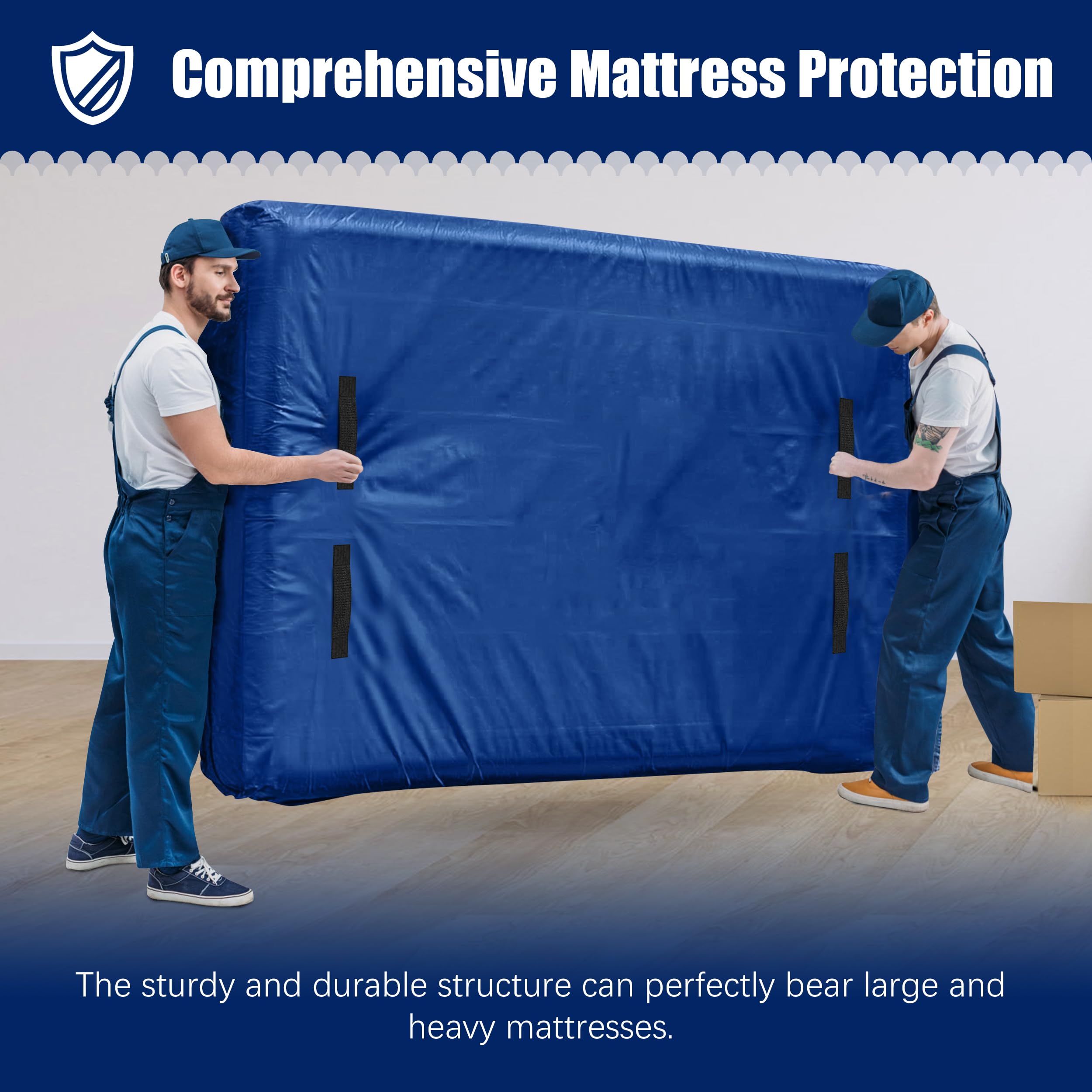 Cosy Family 170GSM tarpaulin mattress bag offers durable protection.