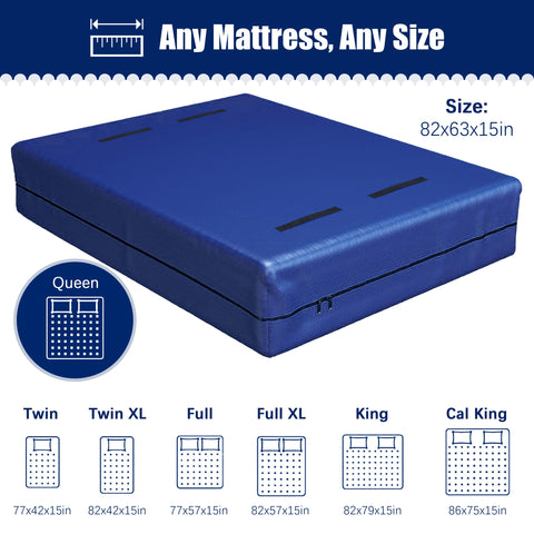Cosy Family privacy blue mattress bag keeps mattress out of view during storage.