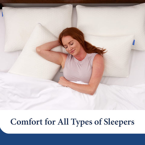 Cosy House Collection adjustable memory-foam pillow fill demonstrated for customized support.