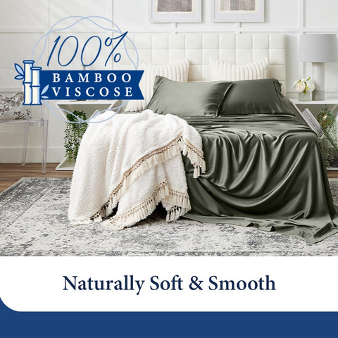Cosy House Collection bamboo sheets queen flat sheet smooth breathable surface for cool all-season sleep.