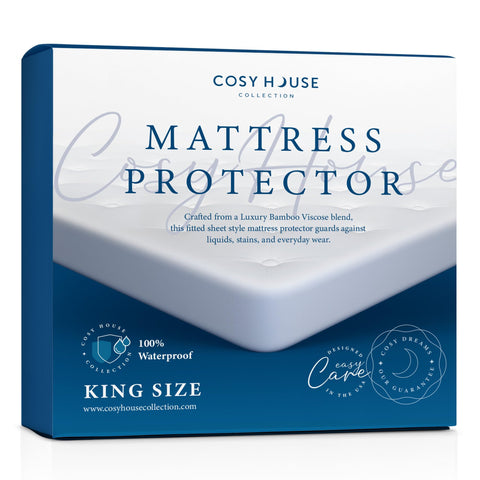 Cosy House Collection luxury mattress protector waterproof barrier protects king bed from spills