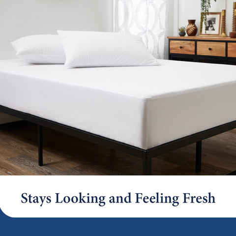 Cosy House Collection white mattress protector provides a versatile base layer