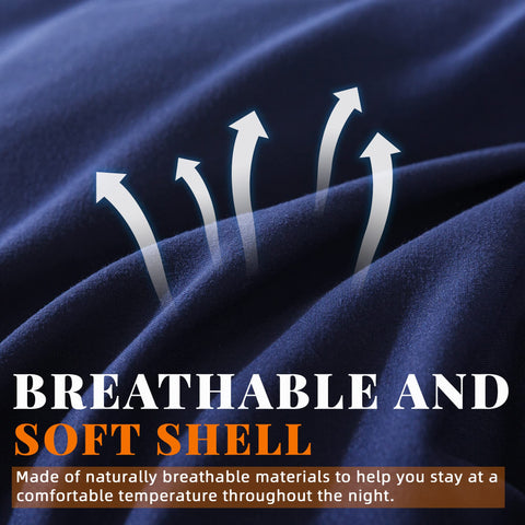 Breathable shell and soft feel of Cosybay comforter in blue-grey