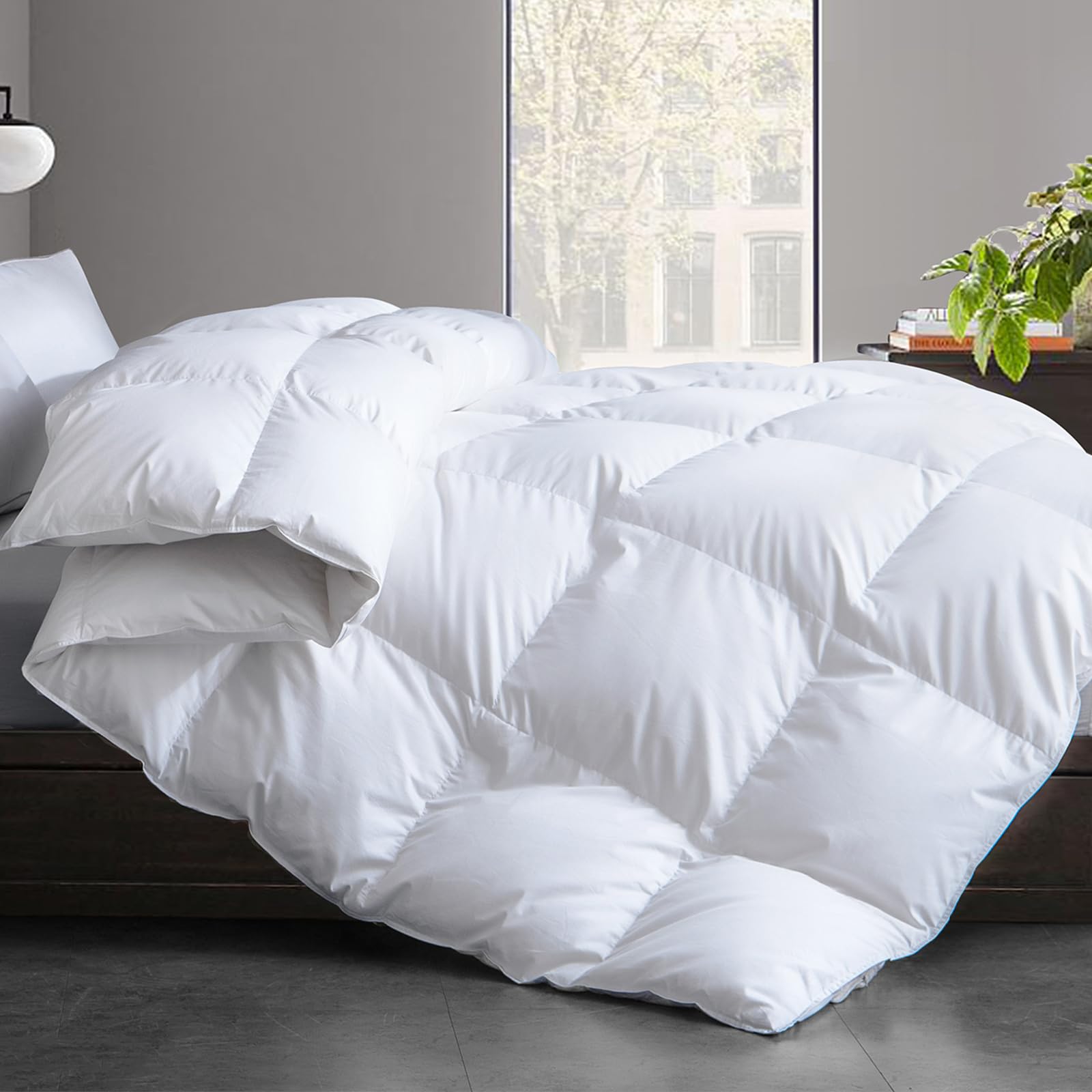 Cosybay feather and down comforter insert, queen size, top view with plush loft.