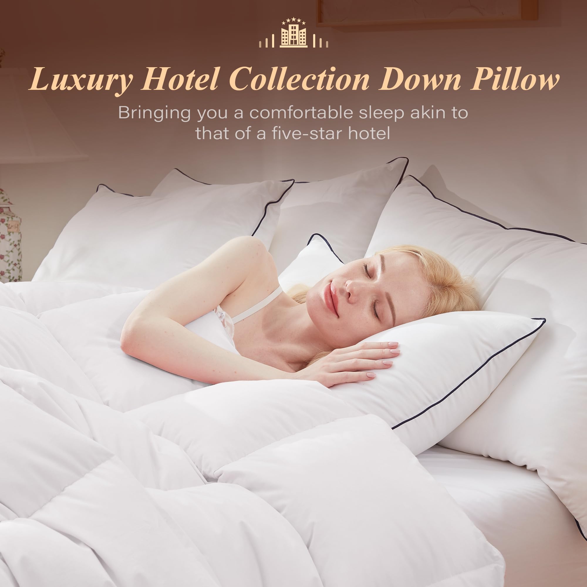 Cosybay goose-down pillow queen 20x30 soft cover fabric for comfort