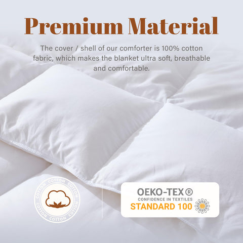 Cosybay vacuum-packaged comforter signals fresh, ready-to-use bedding.