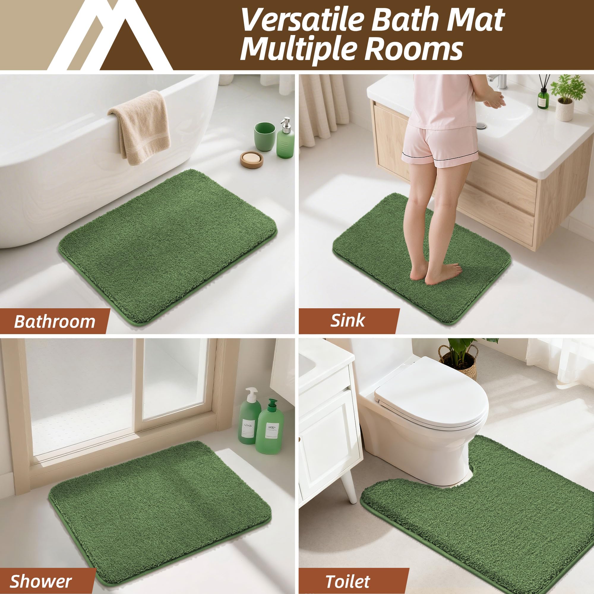 COSY HOMEER green 20x32 bath mat adds color and comfort.