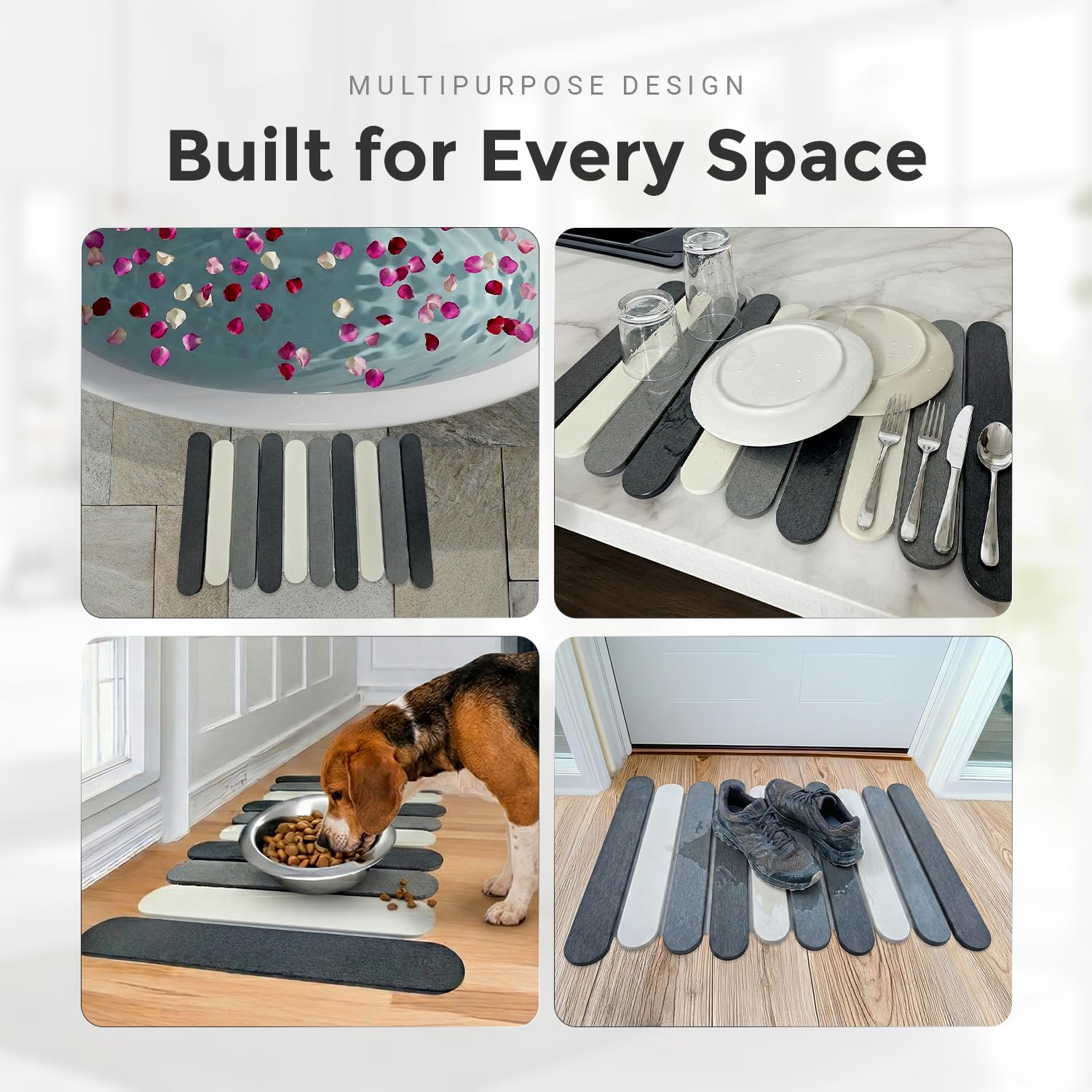 CosyVine mat stores flat behind door or in luggage for easy storage.