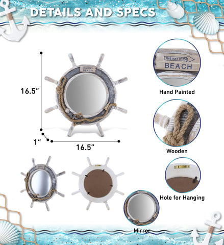 CoTa Global Silver Sea ship wheel mirror rope detail adds nautical authenticity to interiors
