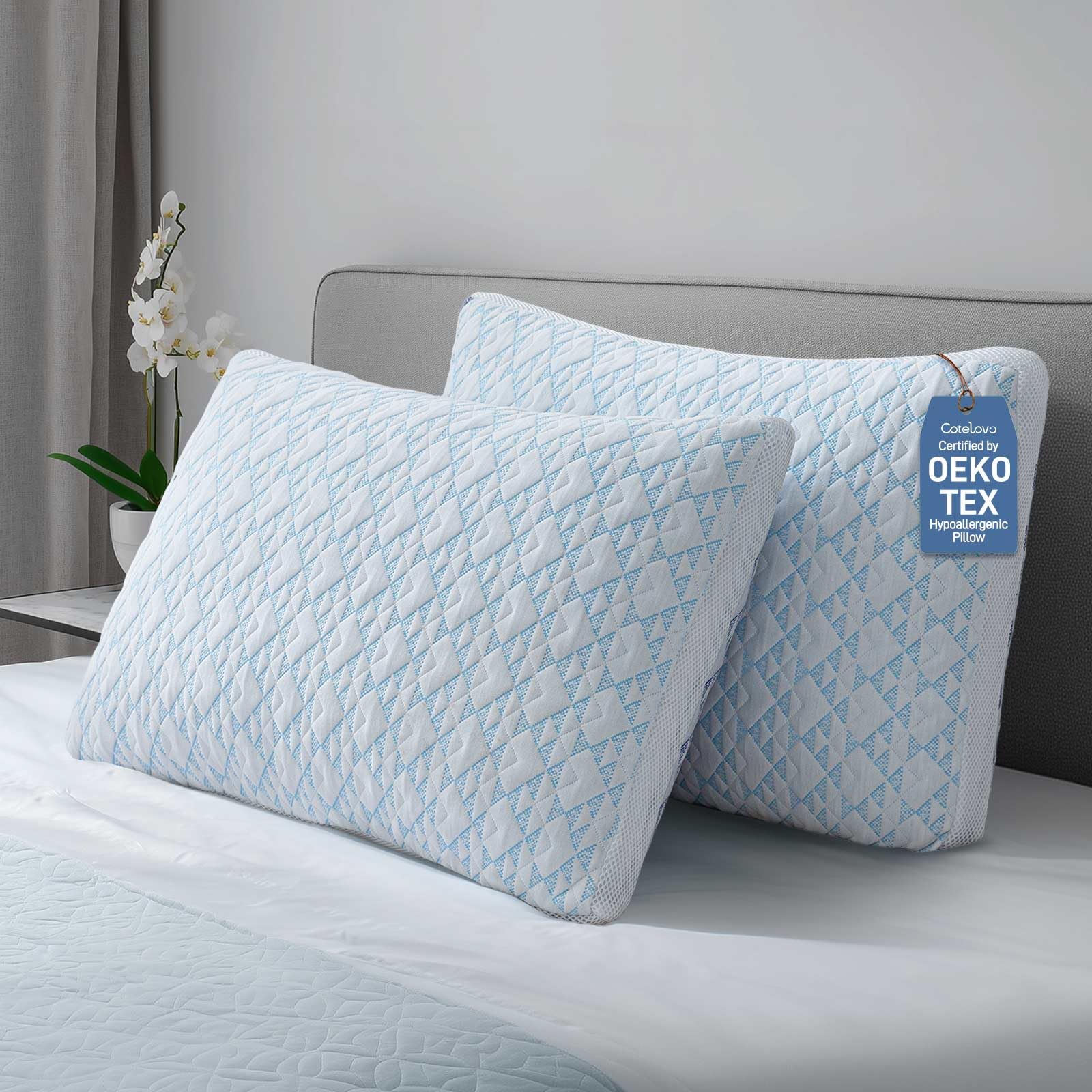 Cotelovo shredded memory foam inner filling provides customizable neck support.