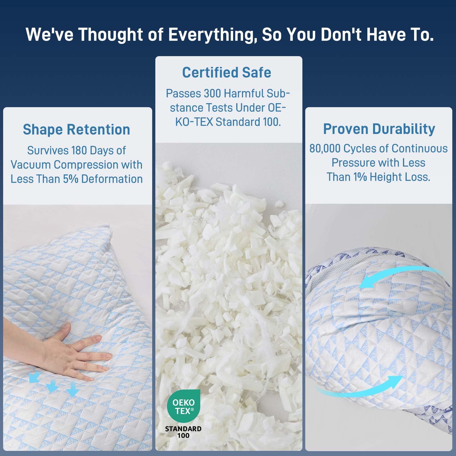 Cotelovo storage bag holds extra filling for easy adjustment.