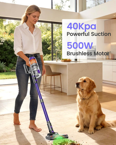 COTIAR vacuum 120-minute runtime with two batteries enables all-room cleaning