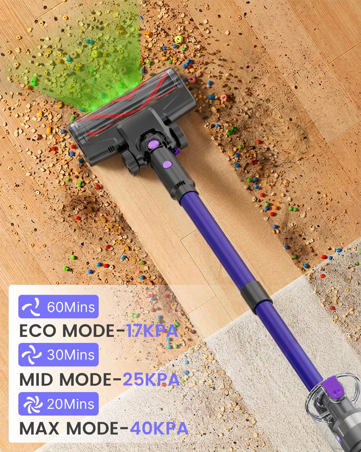 COTIAR green light detects micro-dust for thorough, precise floor cleaning