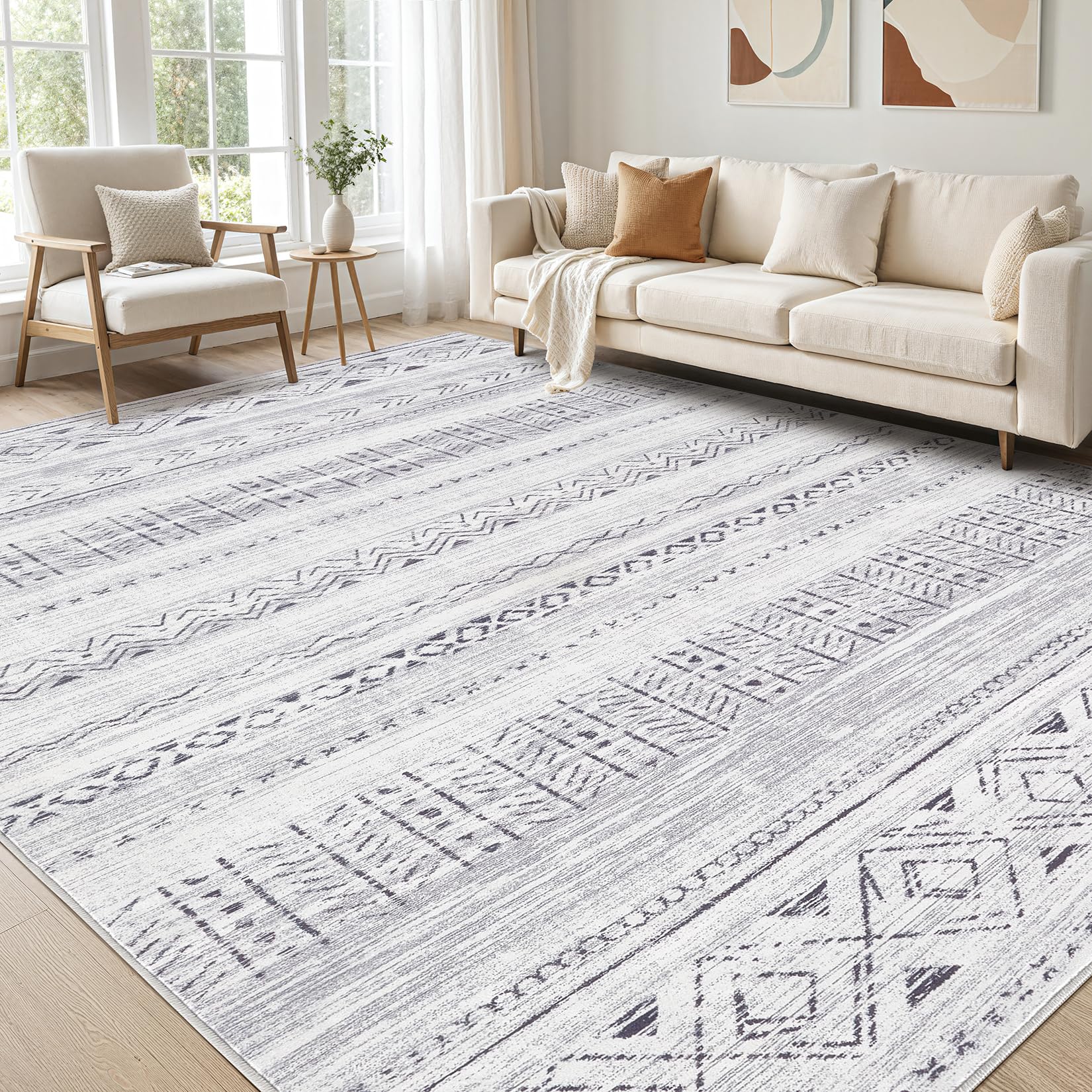 cotiled 5x7 area rug with boho pattern, soft texture for cozy living spaces
