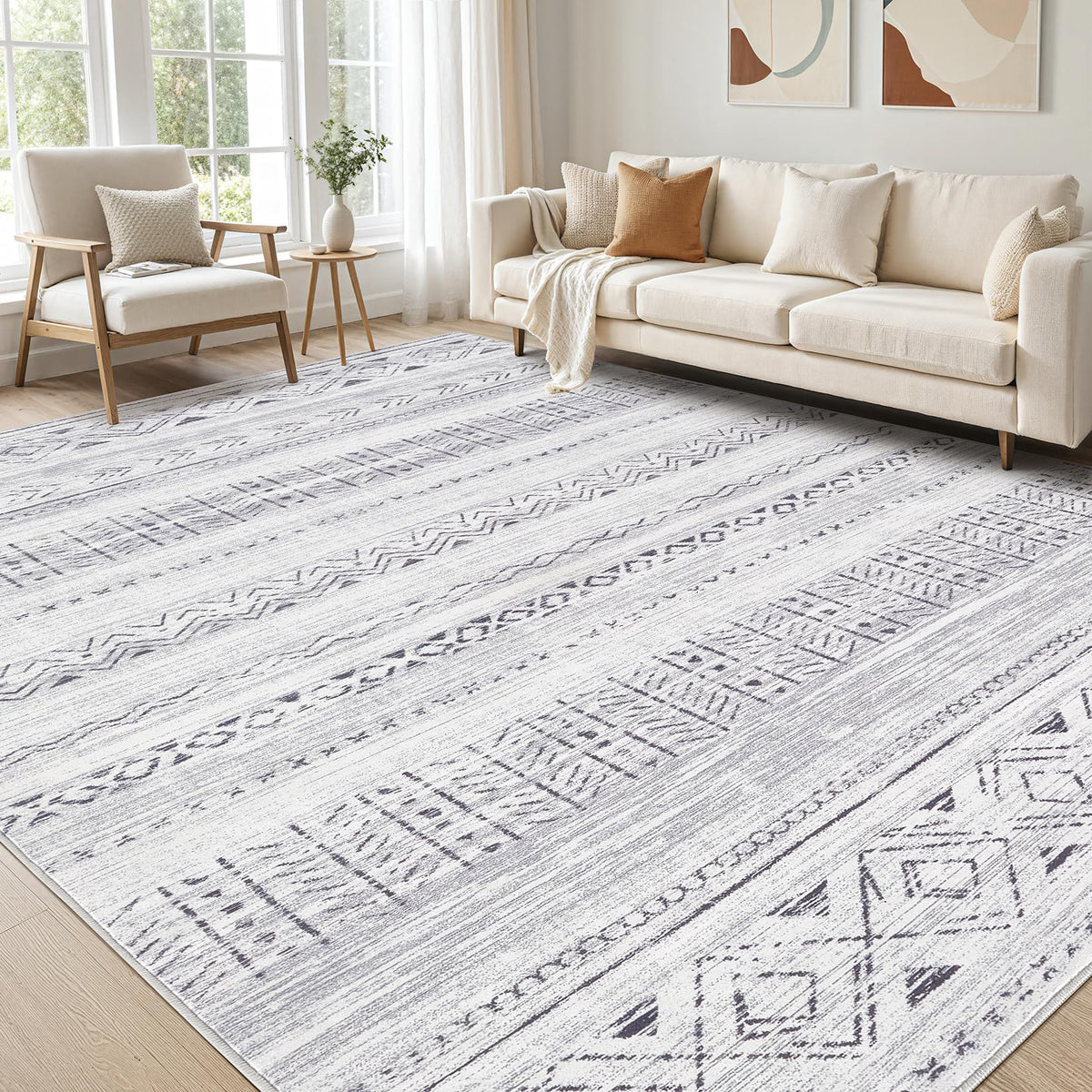 cotiled 5x7 area rug with boho pattern, soft texture for cozy living spaces
