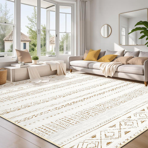 cotiled 8x10 living room area rug with non-slip backing for hardwood floors