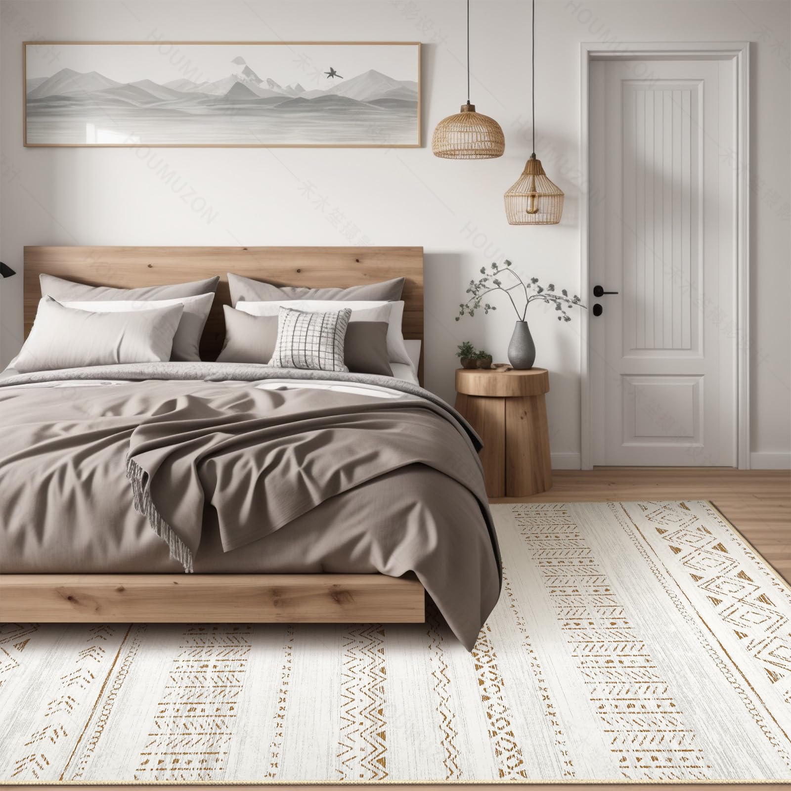cotiled bedroom rug soft texture enhances cozy spaces and quick cleanup.