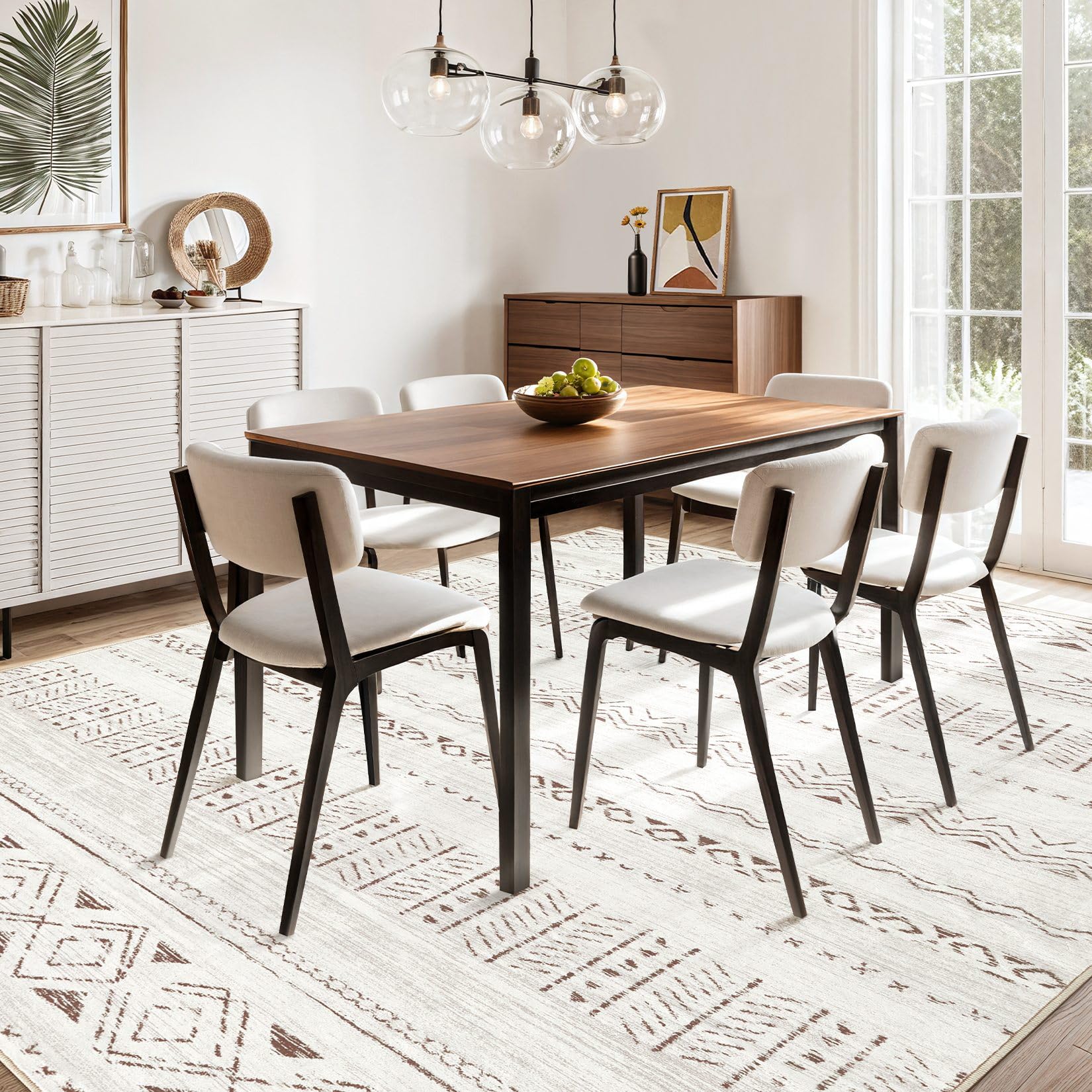 cotiled boho pattern area rug adds style to bedroom