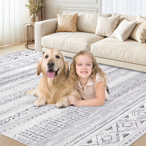 cotiled boho rug suits living rooms, bedrooms, and dining areas