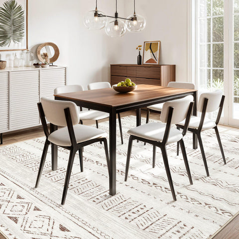 Cotiled rug suitable for dining room, nursery, and high-traffic areas.