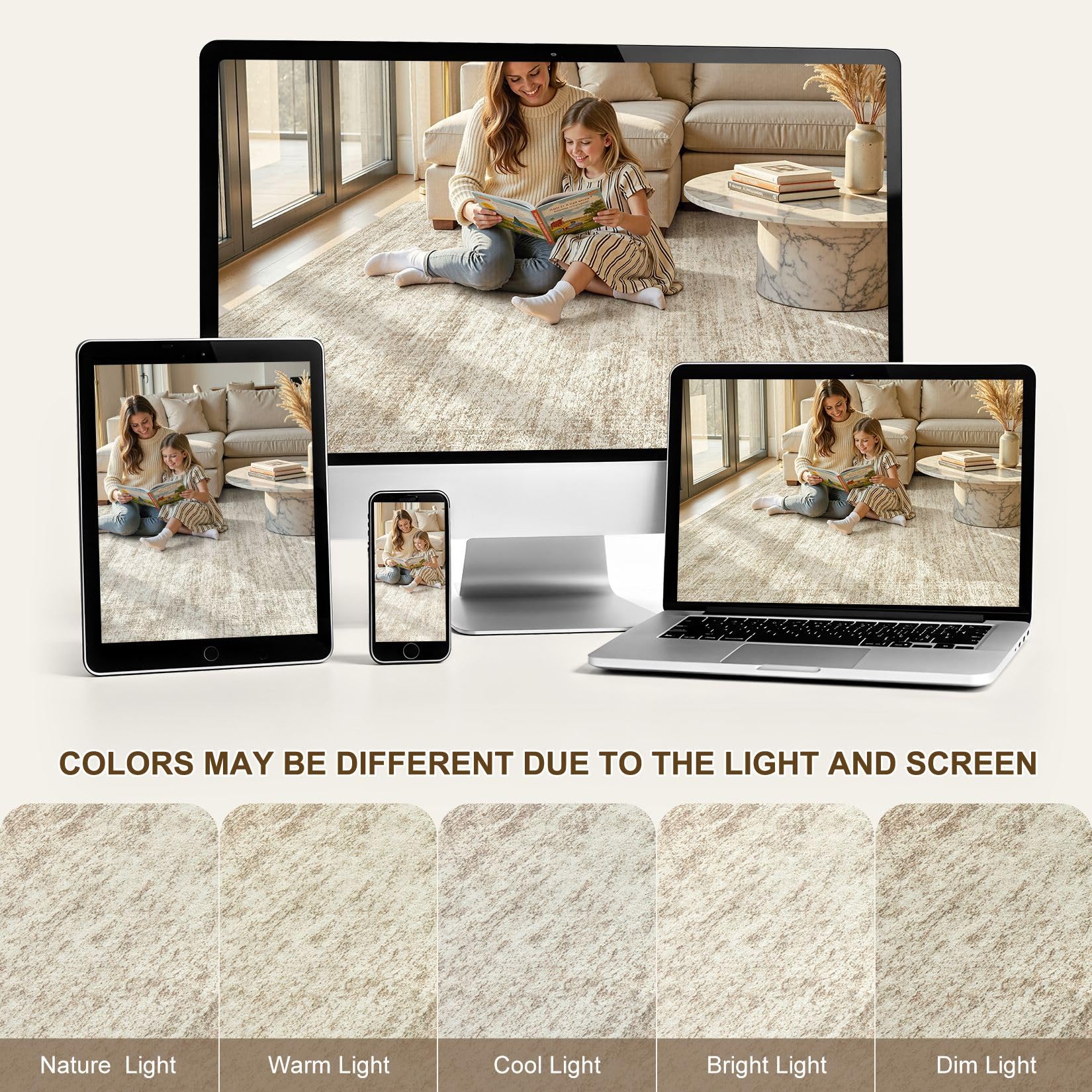 cotiled large area rug 8x10 enhances room acoustics with texture and warmth.
