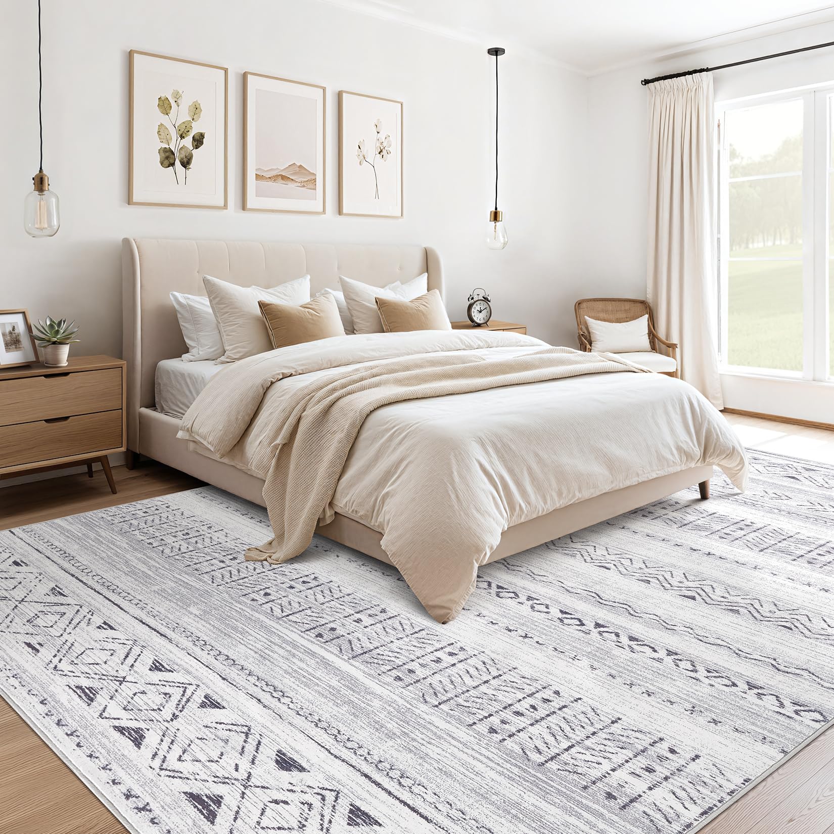 cotiled rug with non-slip backing providing secure footing on hard floors