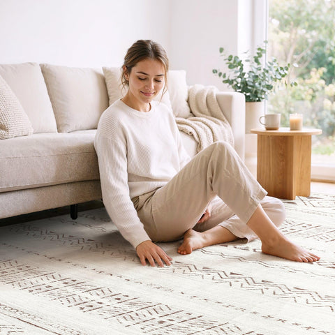cotiled nursery rug kid-friendly design absorbs spills and cleans easily.