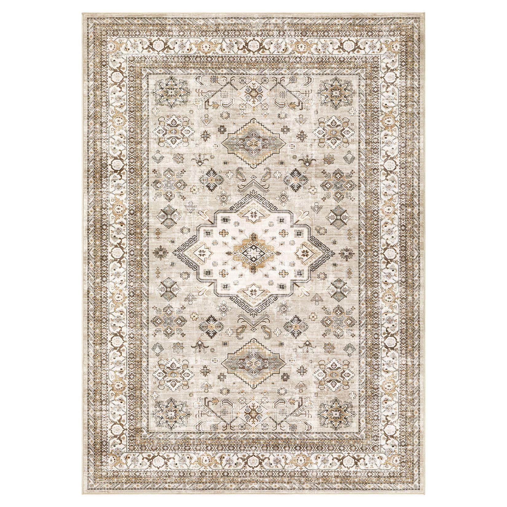 Cotiled vintage rug non-slip back reduces slips in high traffic areas.