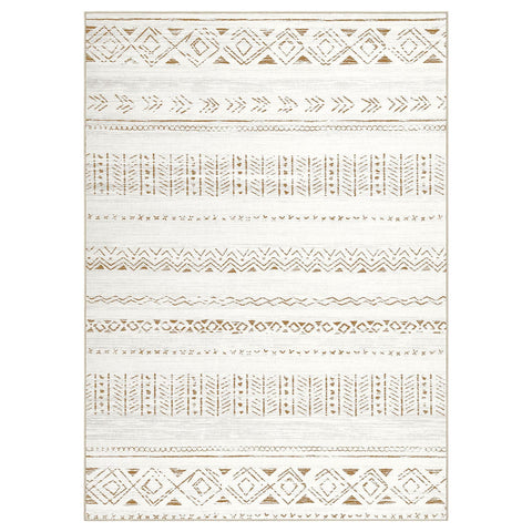 Cotiled rug rolls up for easy storage and seasonal styling changes.