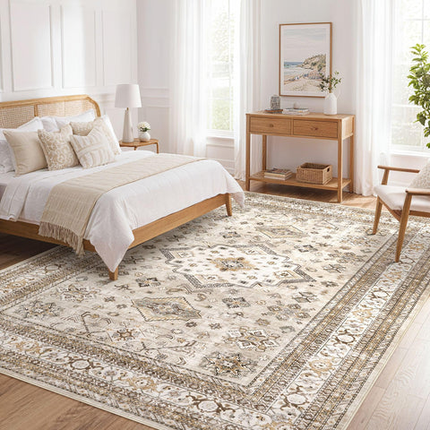 Cotiled Vintage Living Room Rug 9x12 distressed oriental look adds vintage charm.