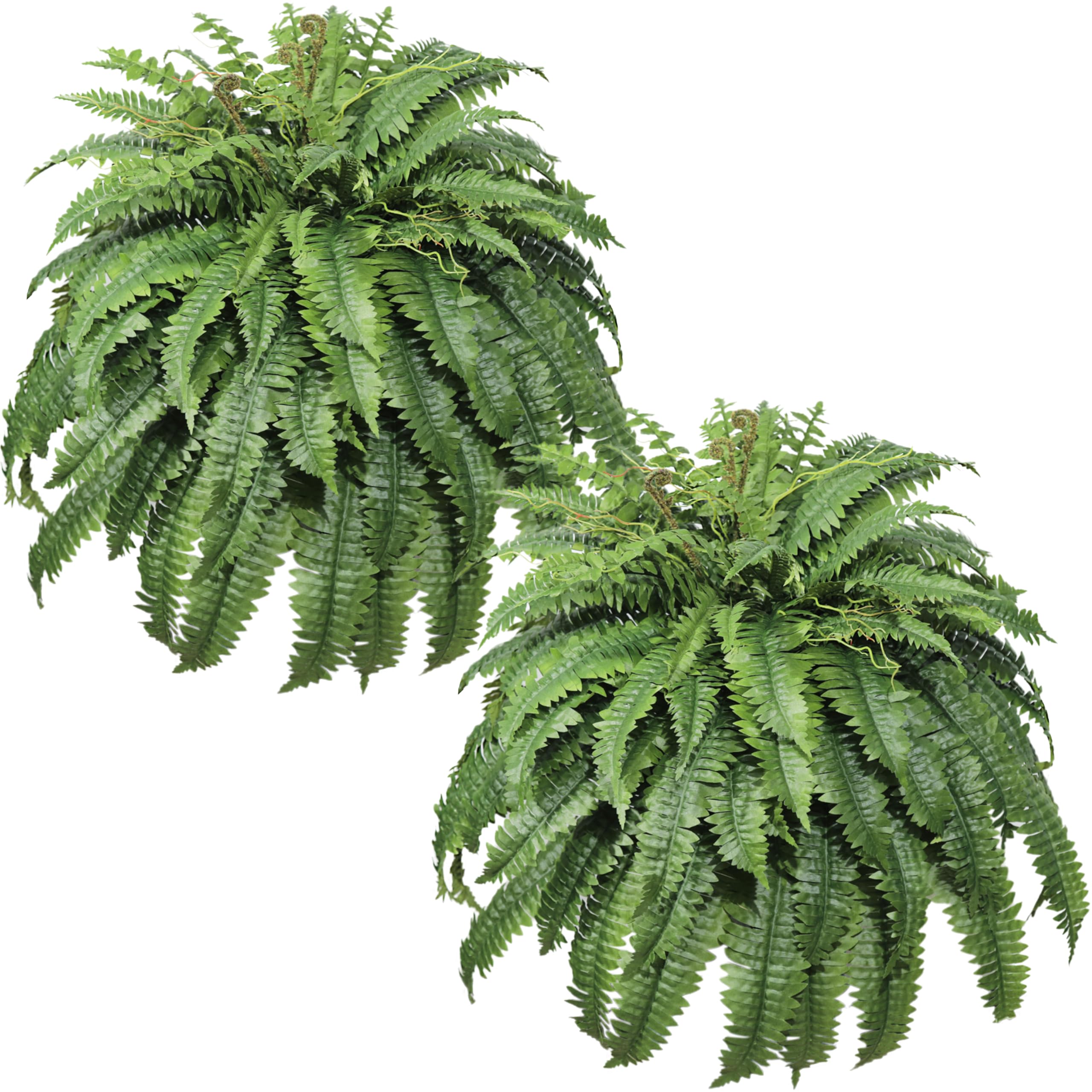 Cotlux 2pcs large outdoor artificial fern in 48-inch reach for easy greenery.