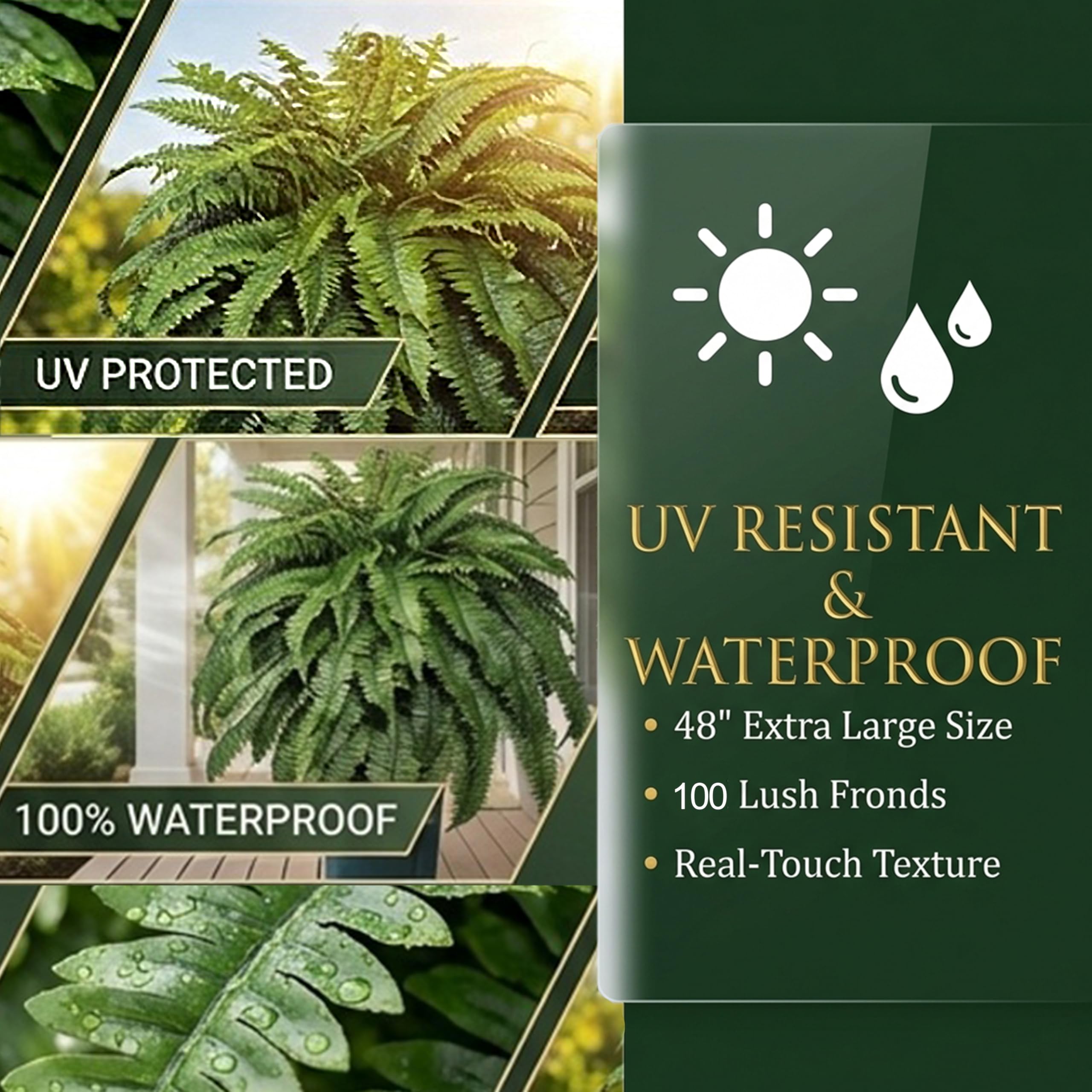 Cotlux artificial fern wall accent 48-inch brightens living spaces.