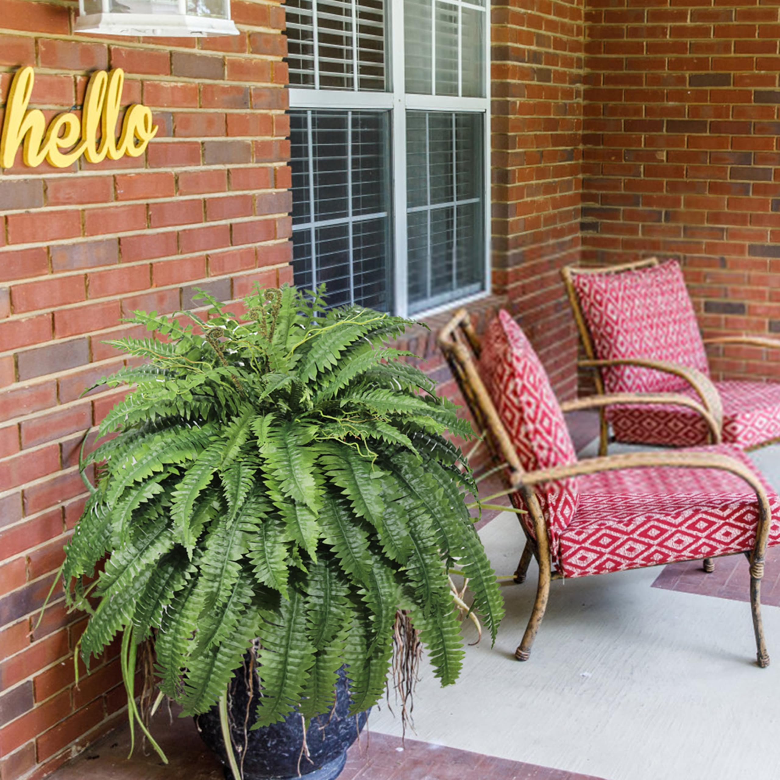 Cotlux durable faux fern for porch and living room, low maintenance.