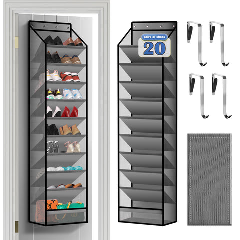 Cotohim 10-pocket over-door organizer front view with roomy pockets for easy shoe access