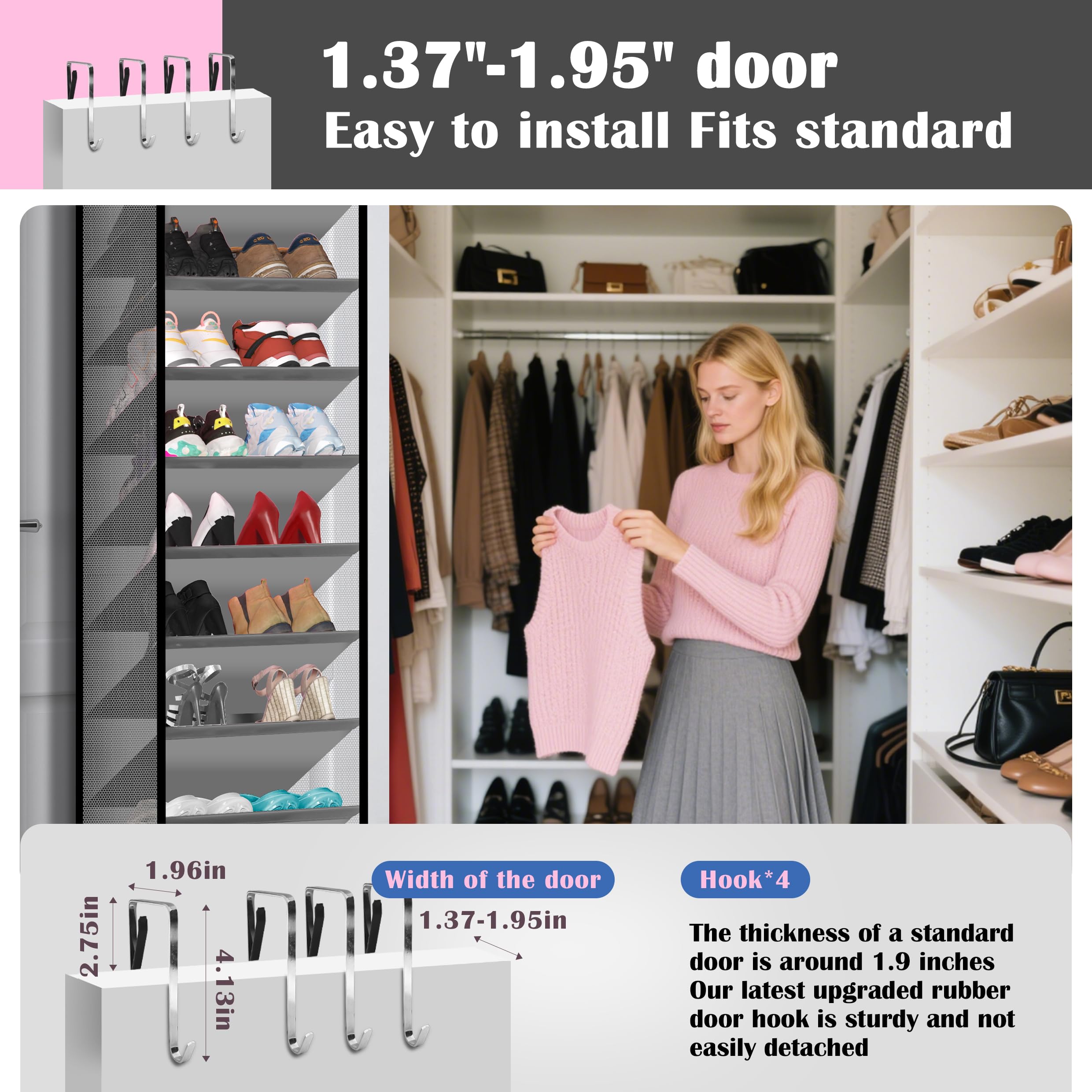 Cotohim 10-pocket organizer installed on door demonstrates quick, tool-free hanging