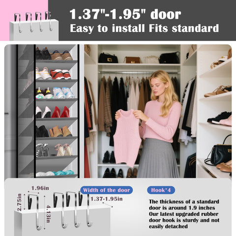 Cotohim 10-pocket organizer installed on door demonstrates quick, tool-free hanging