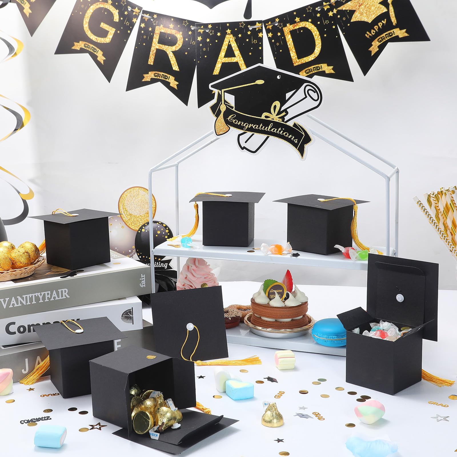 COTOPHER graduation cap gift box with tassel, perfect for distributing treats at ceremonies.