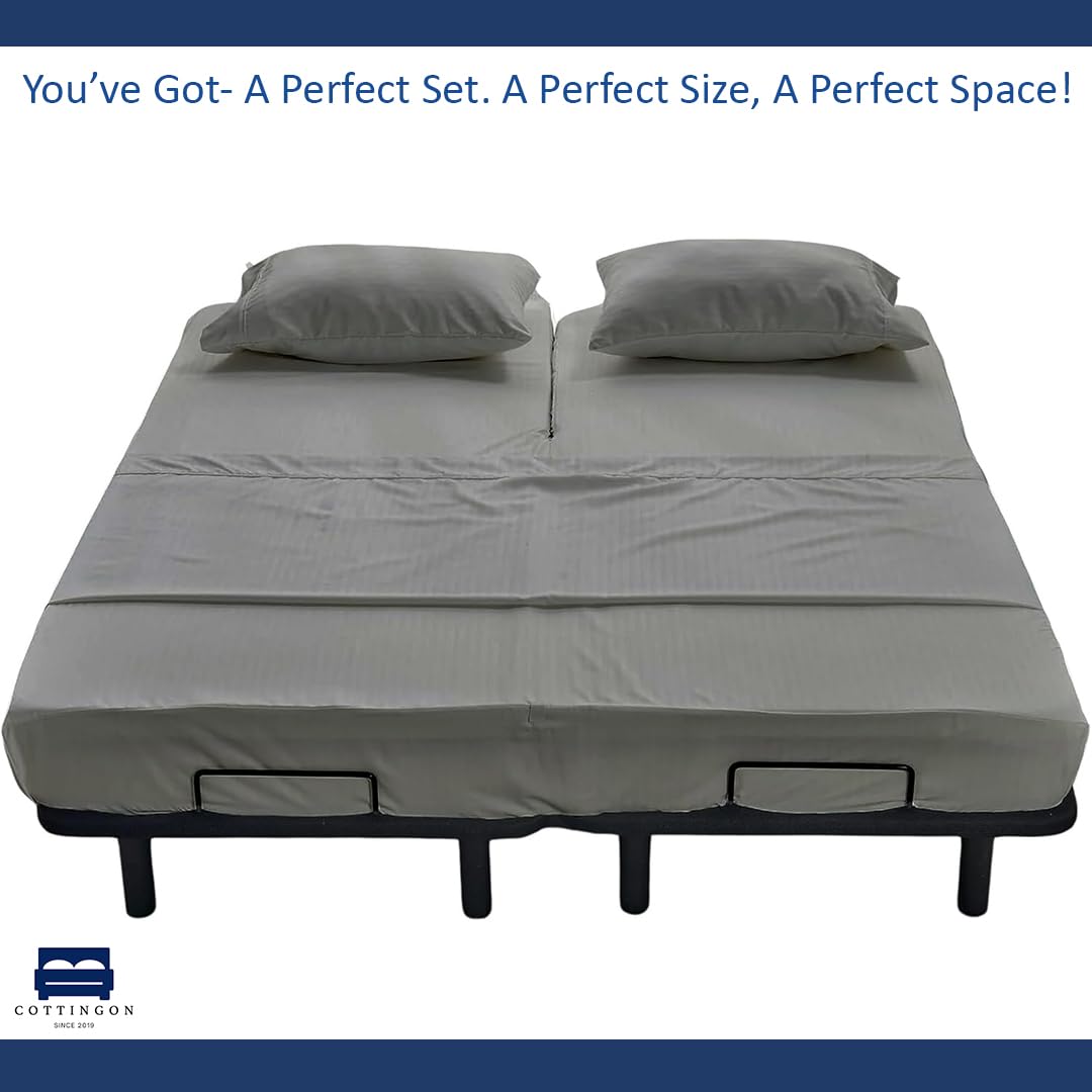 Cottingon sheet set shown on an adjustable bed, illustrating compatibility.