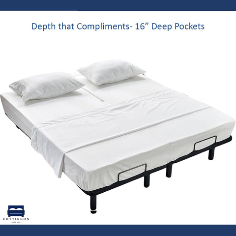 Cottingon elastic 360 fit secured around a deep mattress up to 16 inches