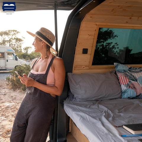 Cottingon RV King bedding set pack ready for RV setup