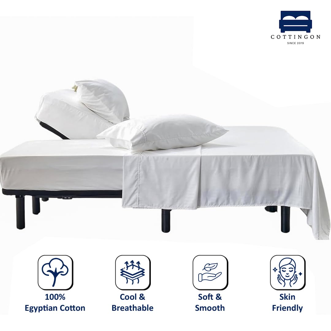 Cottingon split-top king fitted sheet demonstrating snug grip to prevent shifting