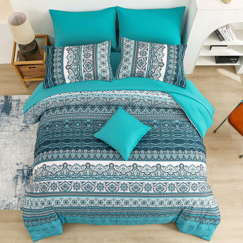 Cottolester pillowshams match boho teal design for bed decor