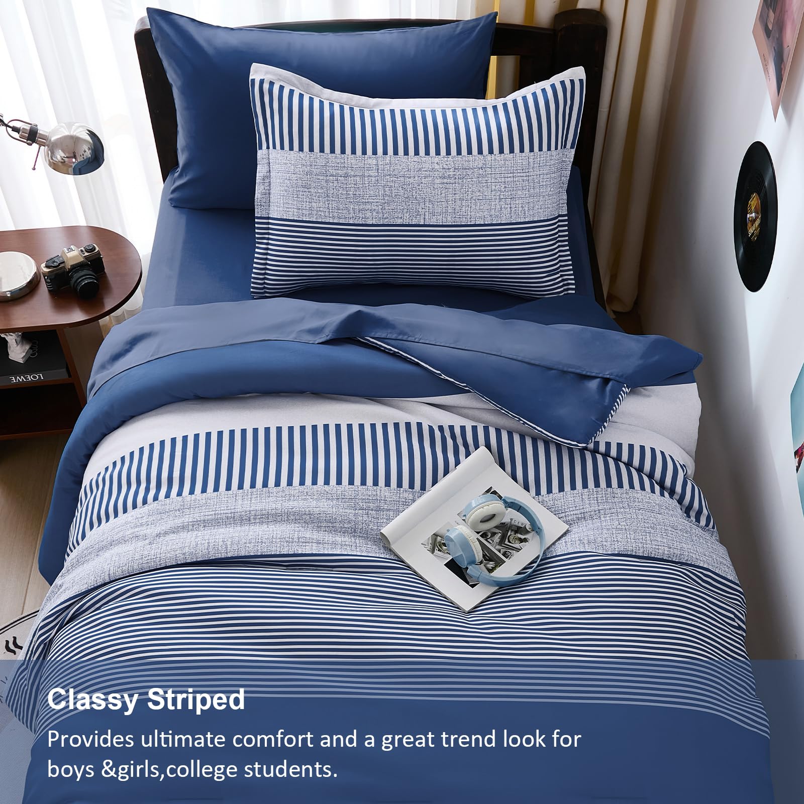 Cottolester striped pattern adds simple style to kid-friendly bedrooms and teen spaces