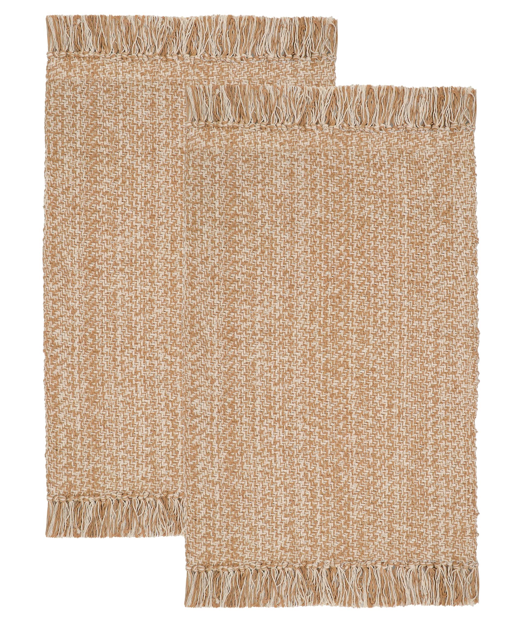COTTON CRAFT 2-pack woven rug fringe close-up showcases textured fringe for entryways.