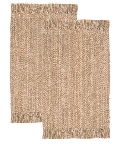 COTTON CRAFT 2-pack woven rug fringe close-up showcases textured fringe for entryways.