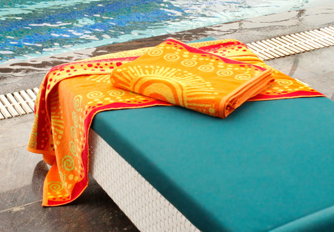 Cotton Craft towel with bold colors that stay vibrant after washes.