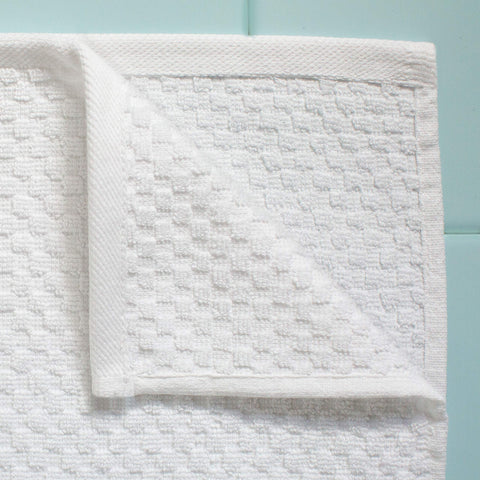 COTTON CRAFT Euro Spa towels closeup waffle weave texture and premium combed cotton.