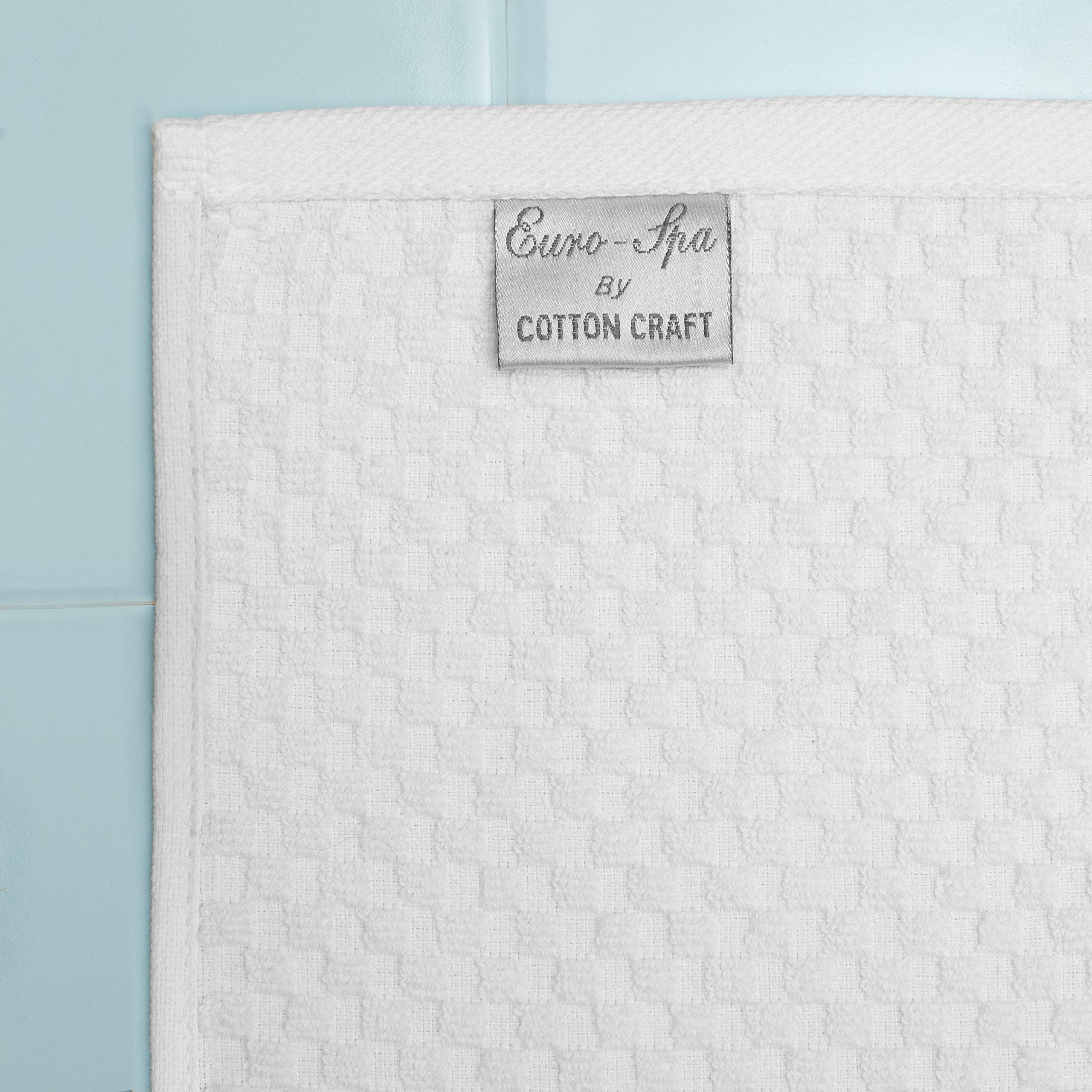 COTTON CRAFT Euro Spa towels on bath rack, oversized 30x56 for full-body coverage.