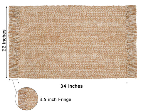 COTTON CRAFT fringe detail on woven rug highlighting durable cotton construction.