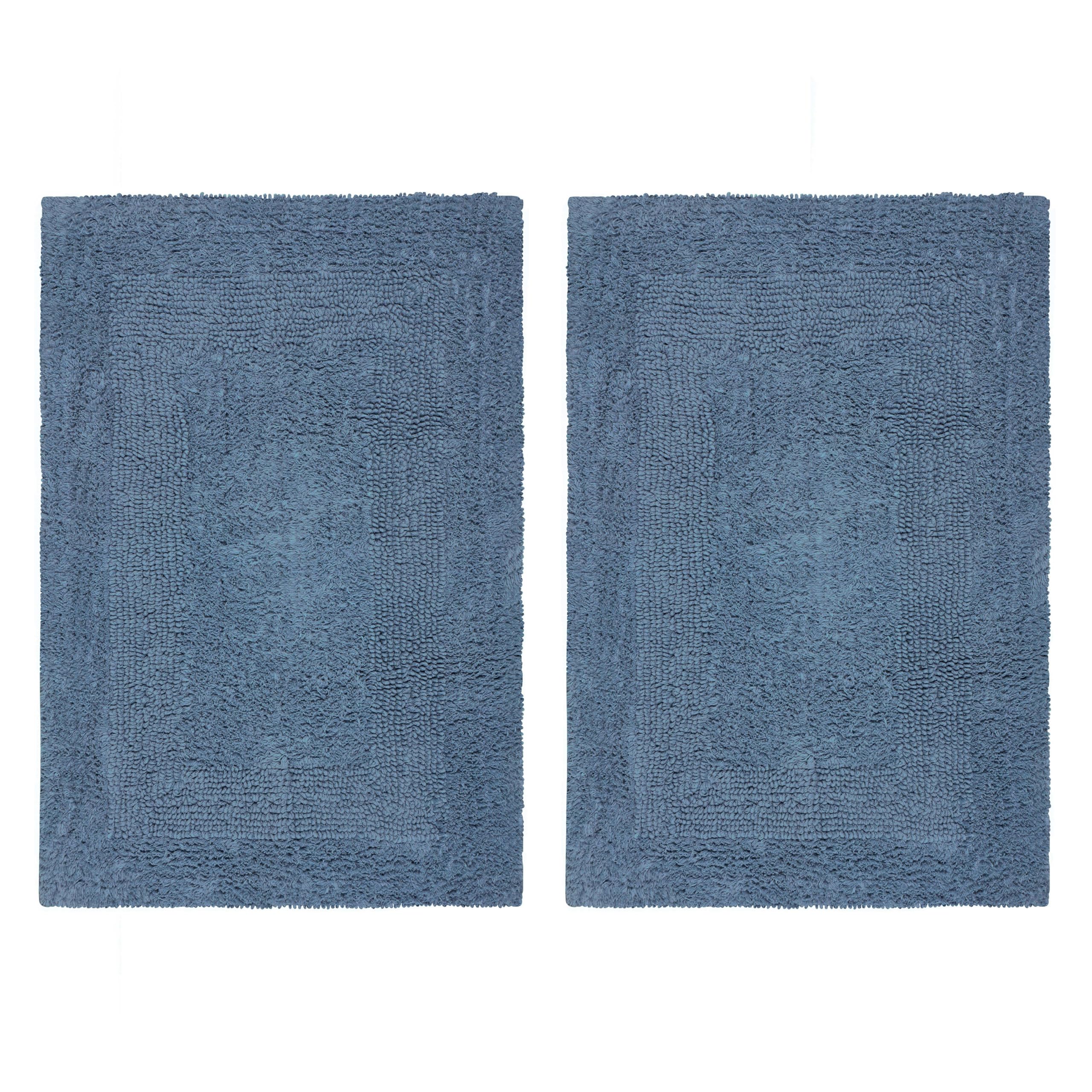 Cotton Craft Luxurious Bath Mat Set in azure blue with plush comfort for feet